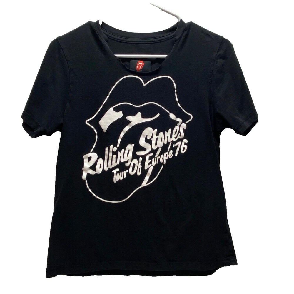 Rolling Stones Tour Of Europe '76 T-Shirt Boys 11/12 Large Black Forever 21 READ